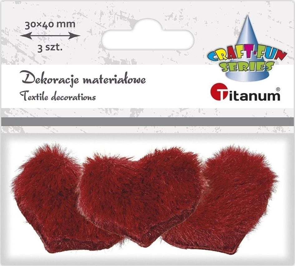 Titanum Ozdoba materiałowa serca 30x40mm czerwone