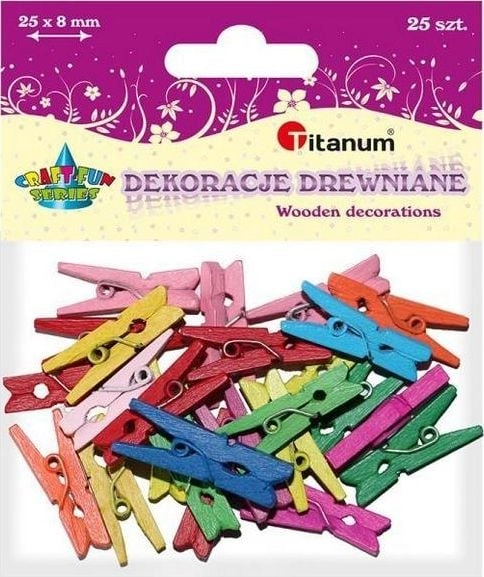 Titanum Klamerki drewniane 8 kolorów 3x25mm