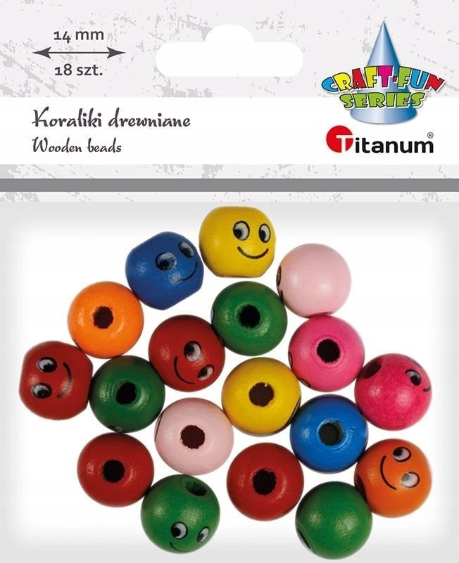 Round plastic beads with a face