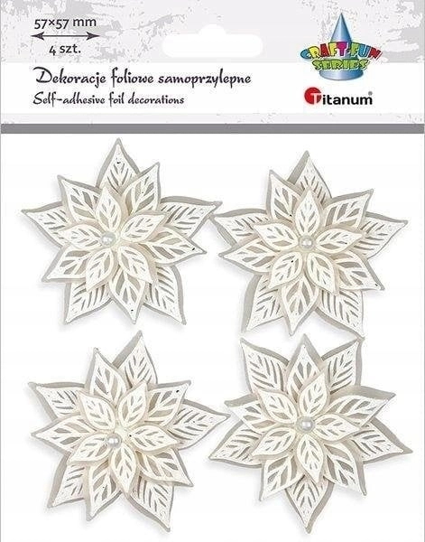 Titanum Self-adhesive 3D decorations  white poinsettias