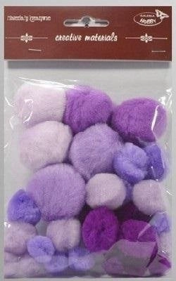 Purple tonal pompoms 15-40mm 30 pcs