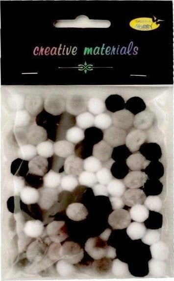 Acrylic pompoms white  gray and black
