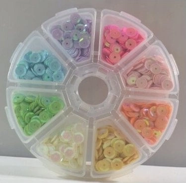 Sequins 8 pastel colors 6mm 40g