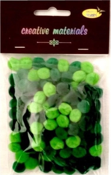 Acrylic pompoms green 10mm 100 pcs