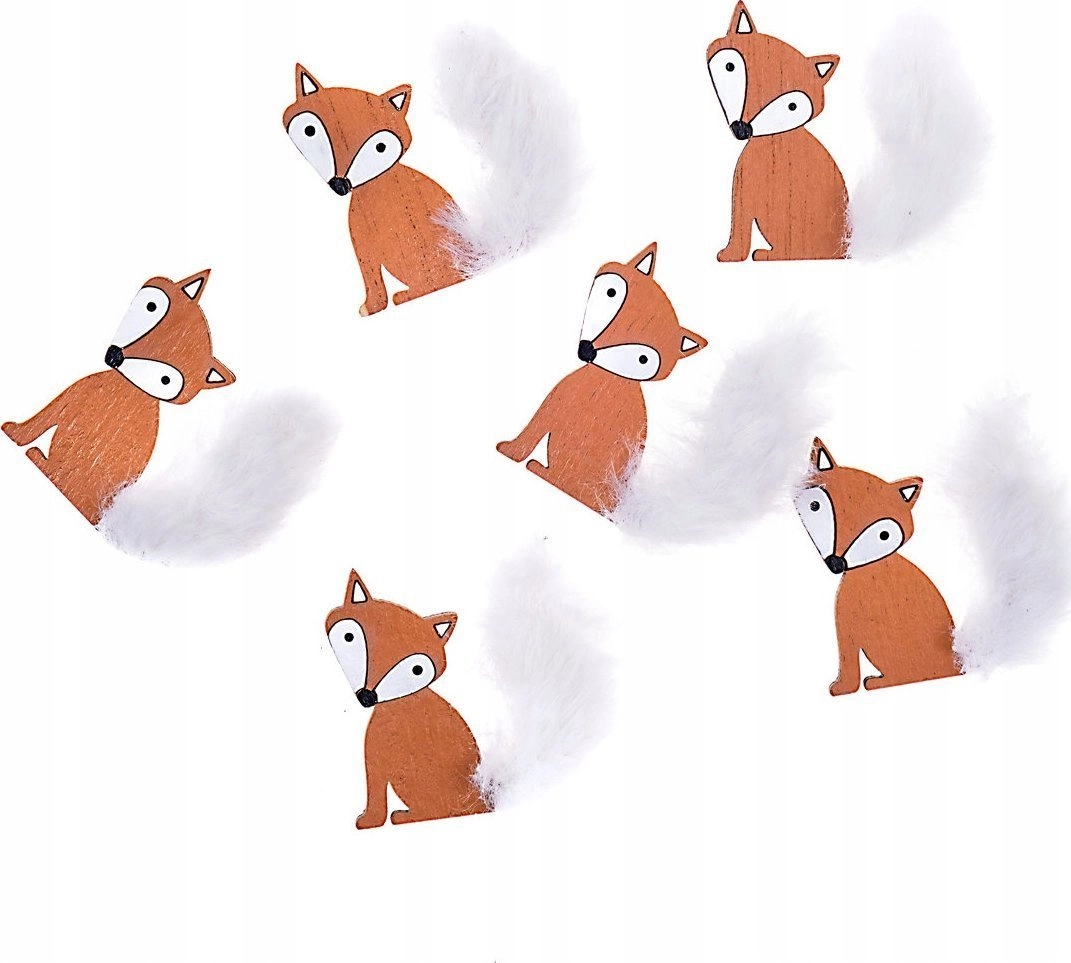Self-adhesive wooden foxes with fur  6