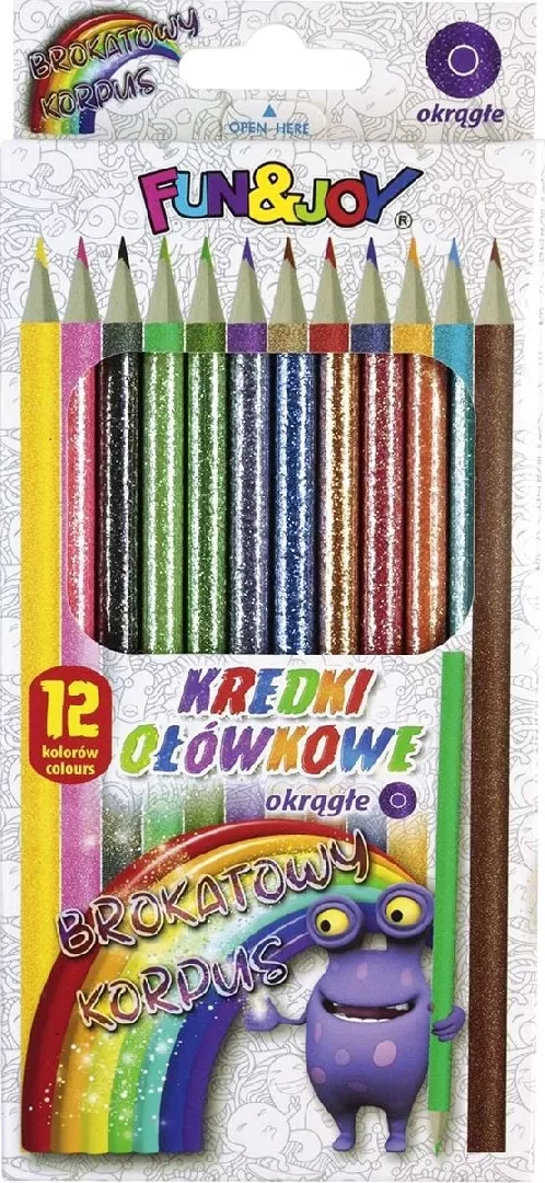 Pencil crayons 12 colors  round glitter
