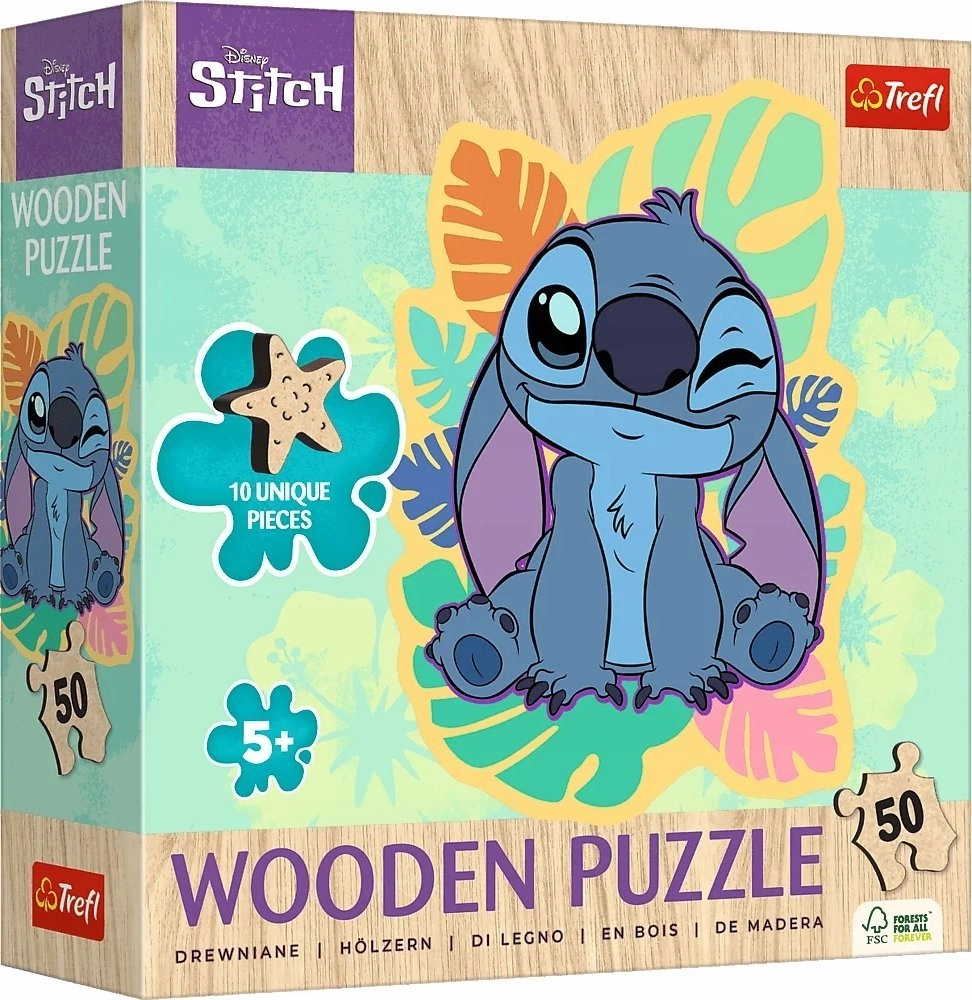 Wooden puzzle 50 Cheerful Stitch TREFL
