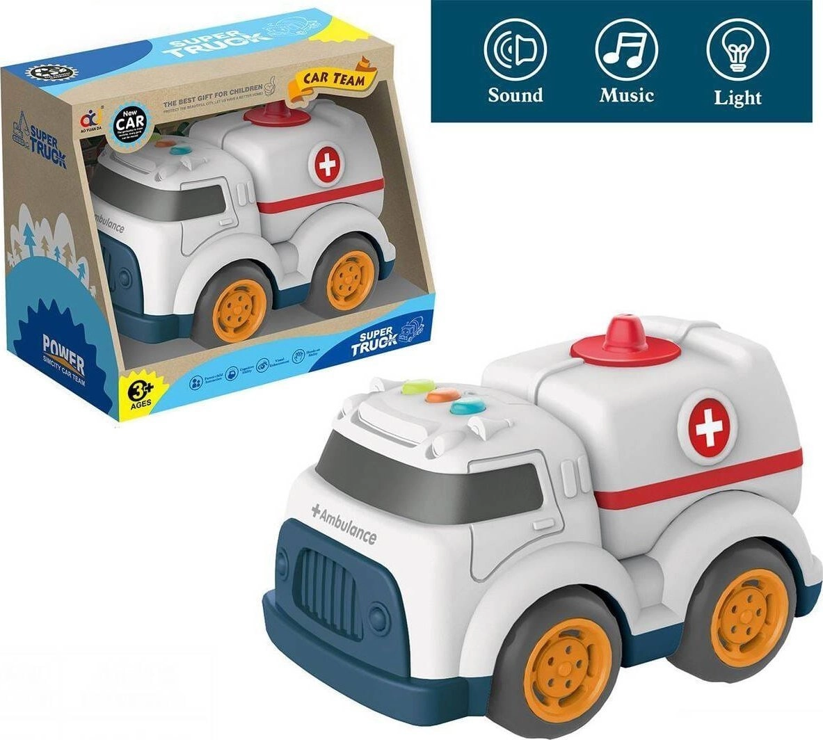 Battery-operated ambulance with light and sound