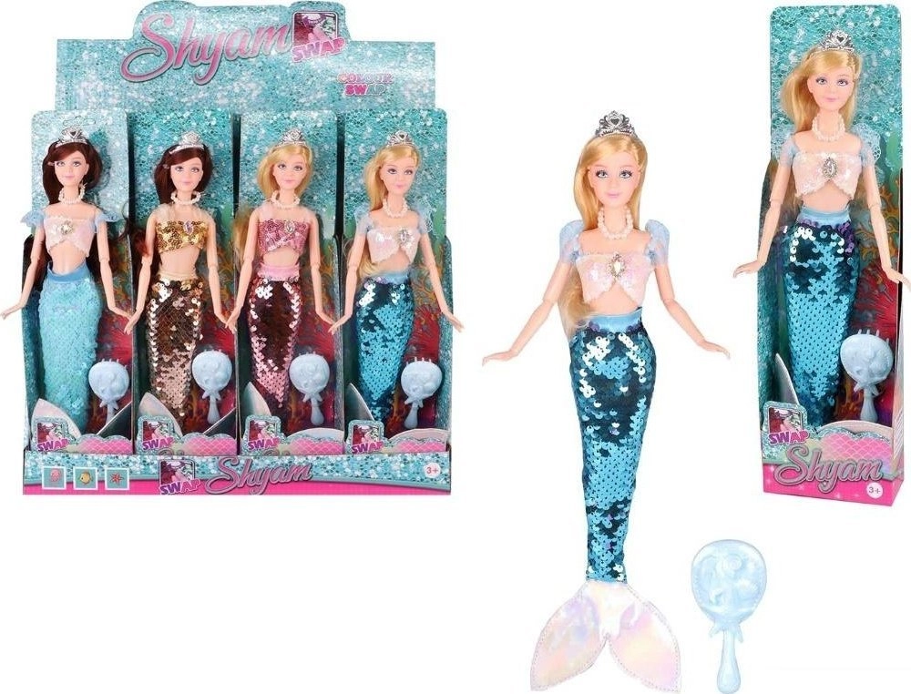 Mermaid doll with sequin tail MIX