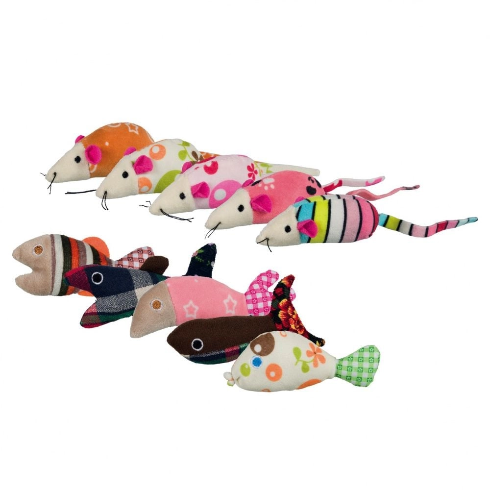 Trixie MOUSE/FISH PLUSH 9-12cm (TX-40763) 4011905407630