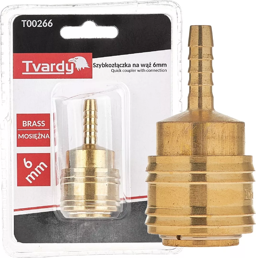 Brass quick connector for 6mm hose
