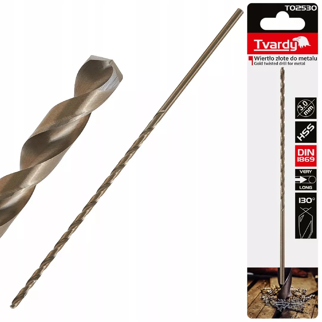 Gold metal drill bit long 3