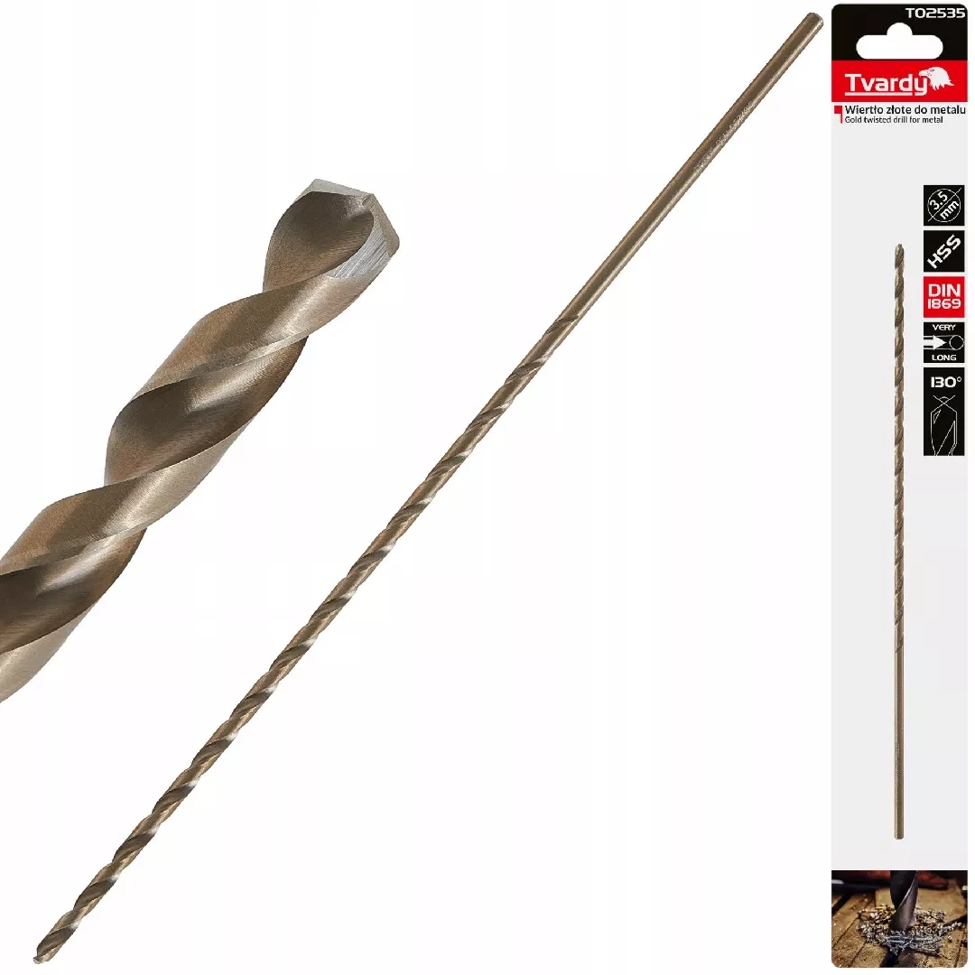 Gold metal drill bit long 3