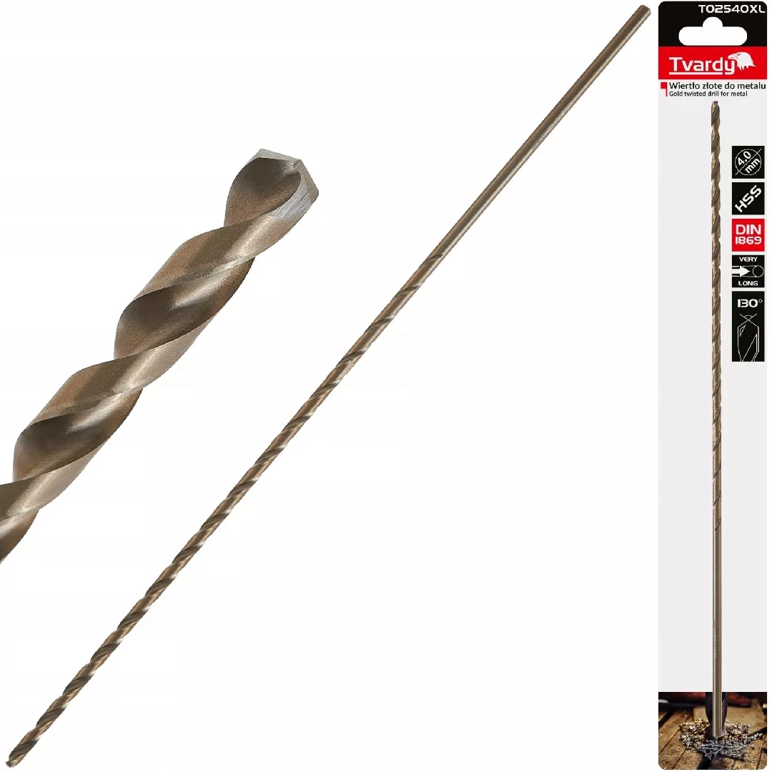 Gold metal drill bit long 4