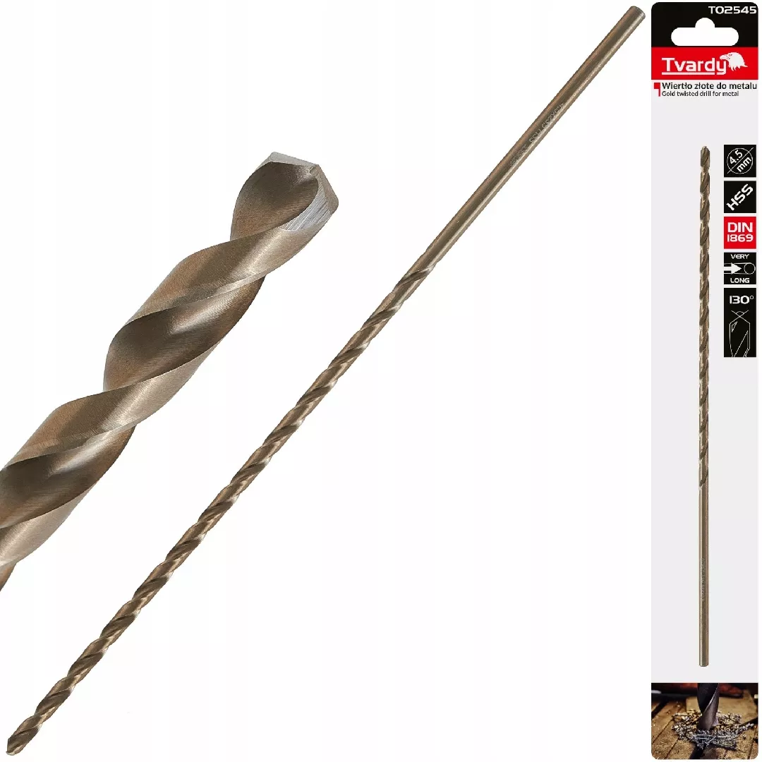 Gold metal drill bit long 4