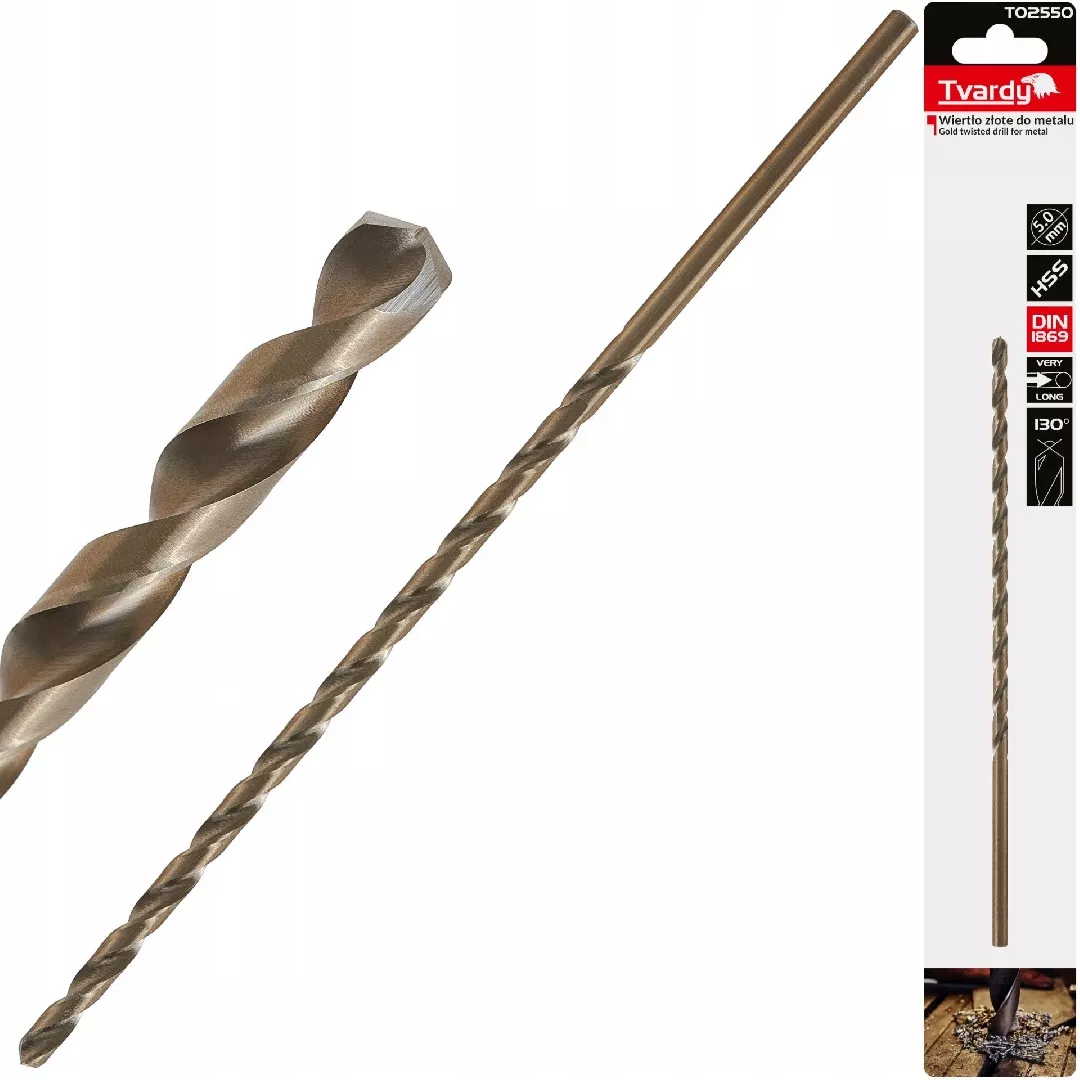 Gold metal drill bit long 5