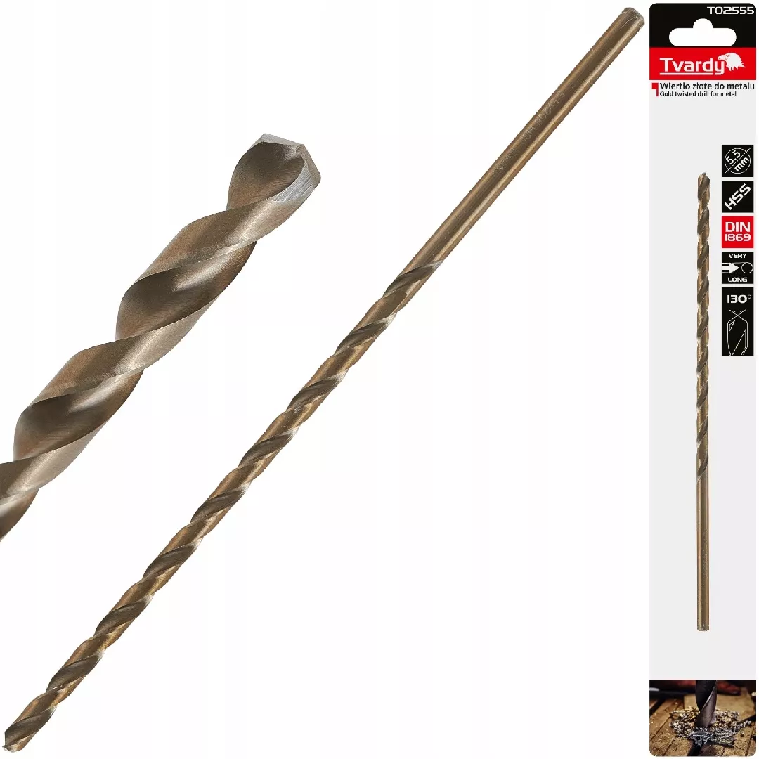 Gold metal drill bit long 5