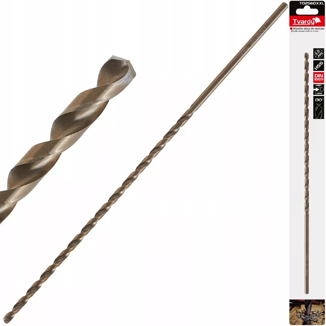 Gold metal drill bit long 6