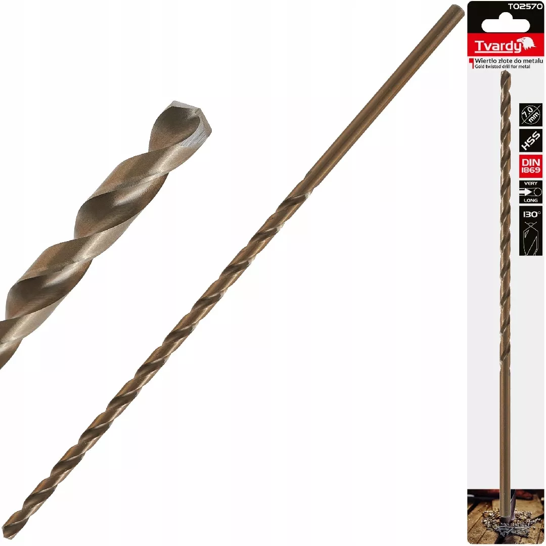 Gold metal drill bit long 7