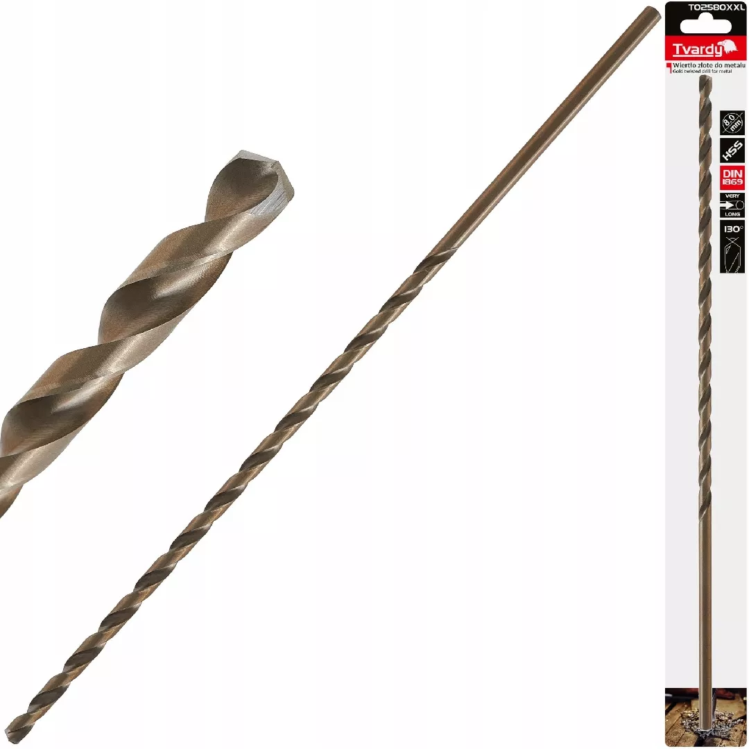 Gold metal drill bit long 8