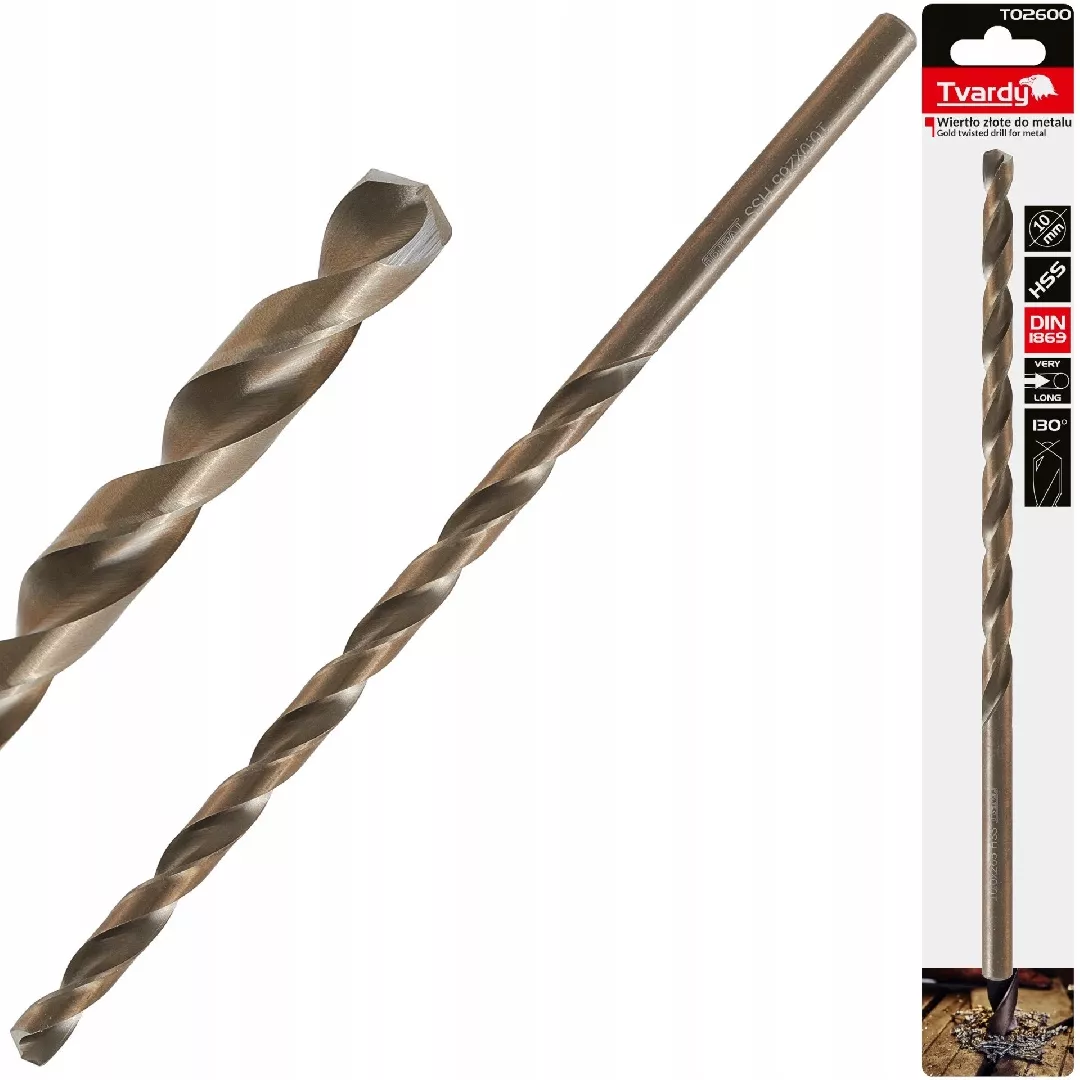 Gold metal drill bit long 10