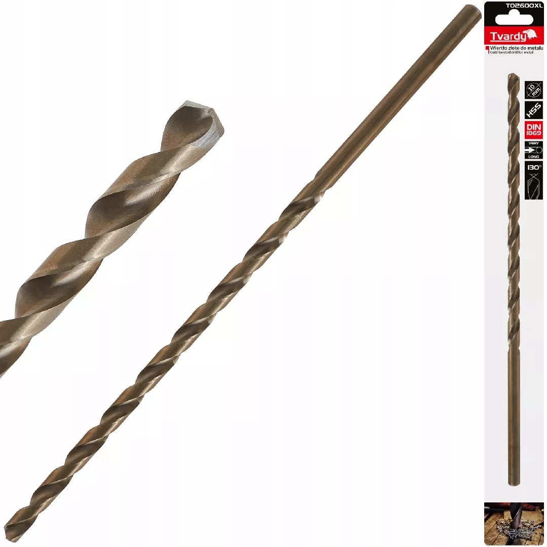 Gold metal drill bit long 10