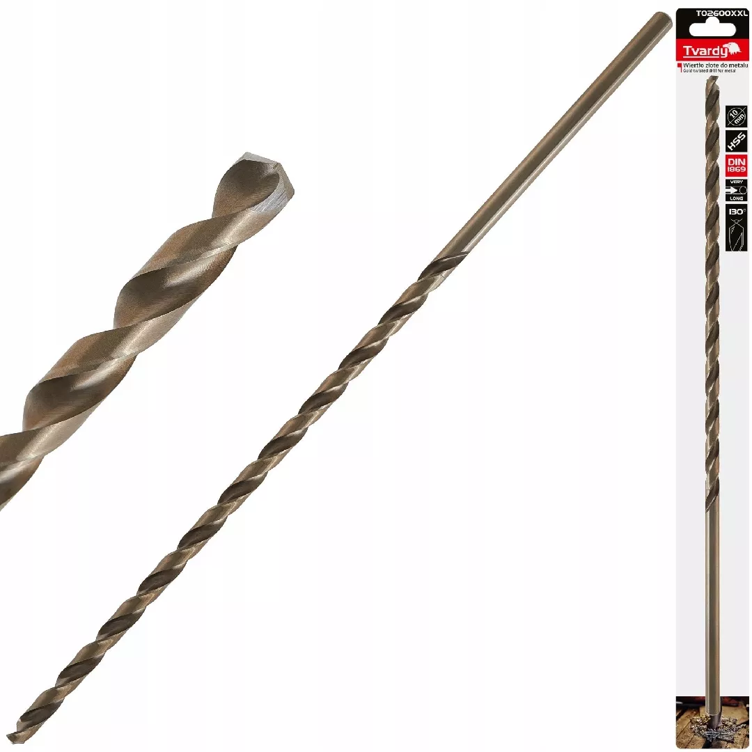 Gold metal drill bit long 10