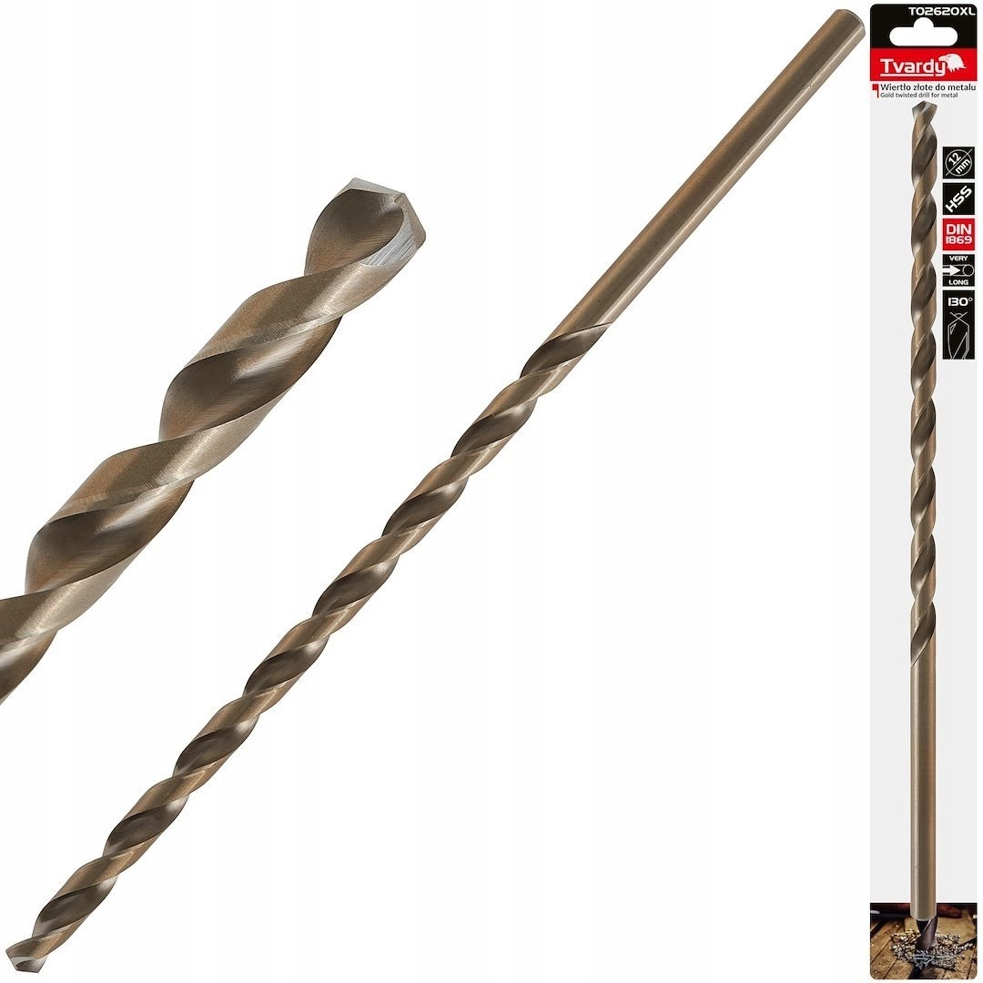 Gold metal drill bit long 12