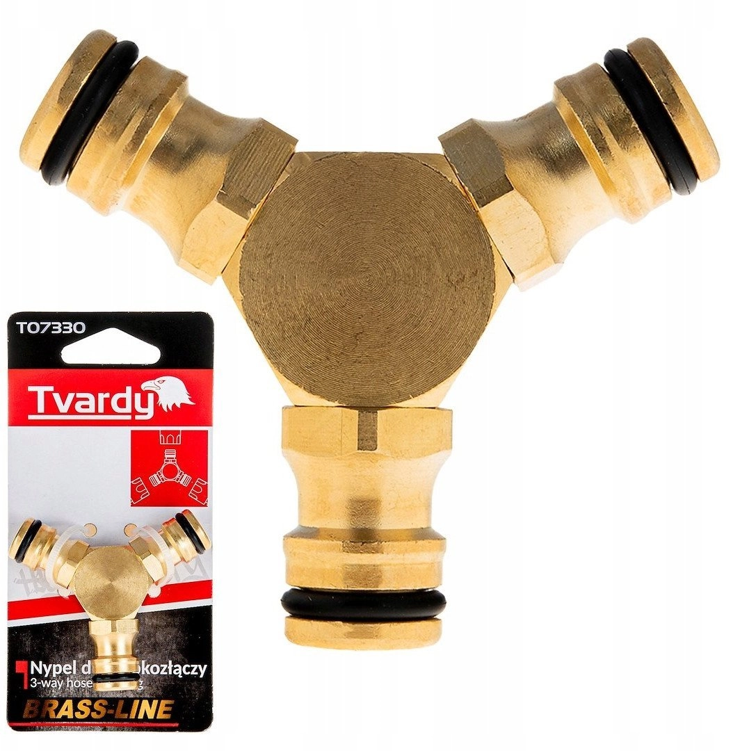 Tee for connecting 3 BRASS-LINE quick