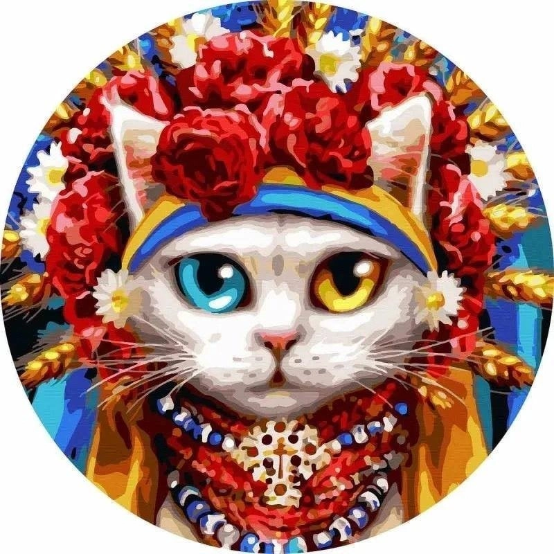 Round painting by numbers - Kitten