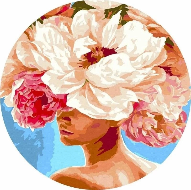 Round painting by numbers - Peonies