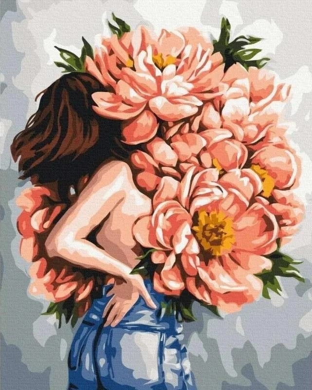 Painting by numbers - Peony puzzle