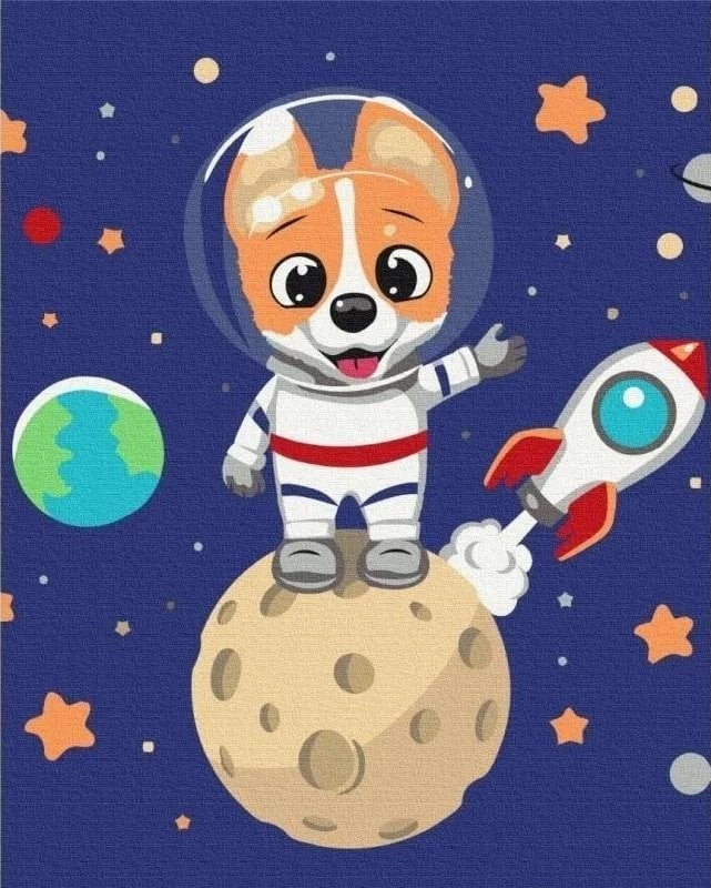 Painting by numbers - Astronaut Dog