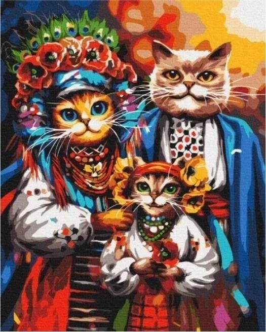 Painting by numbers - Cat family