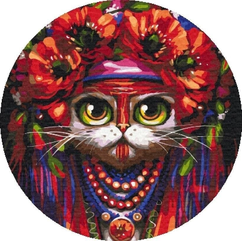 Round painting by numbers - Cat