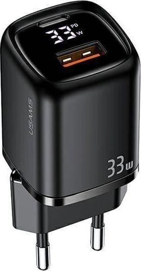 USAMS 33W charger 1xUSB-C 1xUSB black
