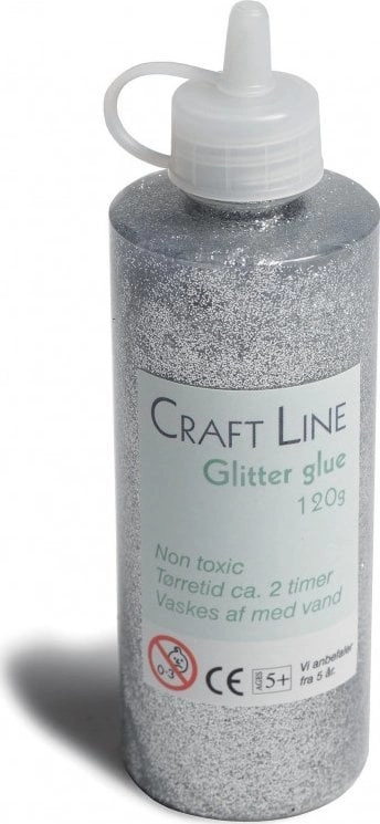 Glitter glue 120g silver 5700137697825