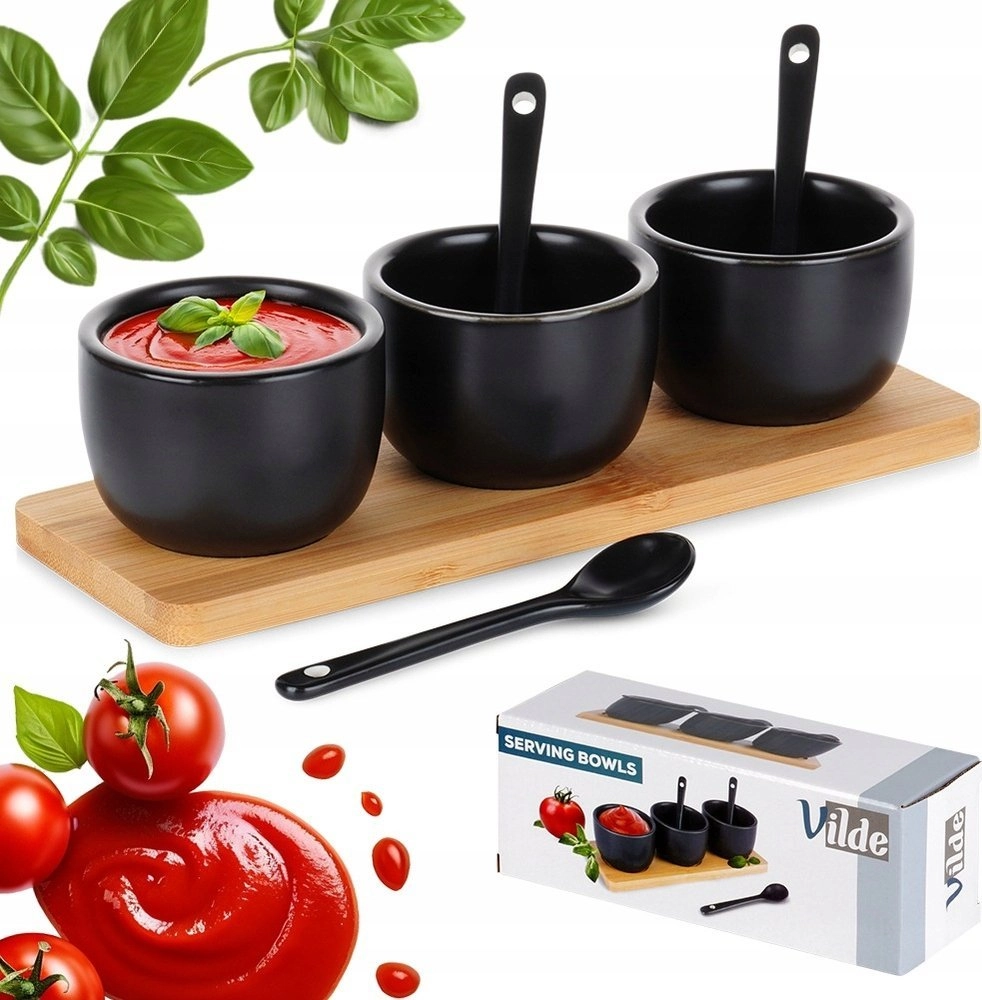 SET OF BOWLS WITH SPOONS ON