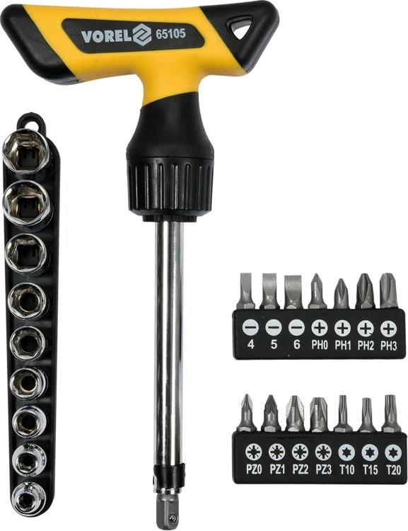 Screwdriver with ratchet and replaceable bits