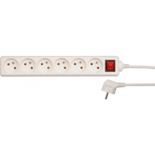 VOREL extension cable WHITE 6 SOCKETS