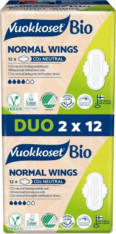 Vuokkoset BIO* Sanitary pads with wings