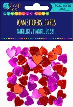 Holographic heart foam stickers 60 pcs