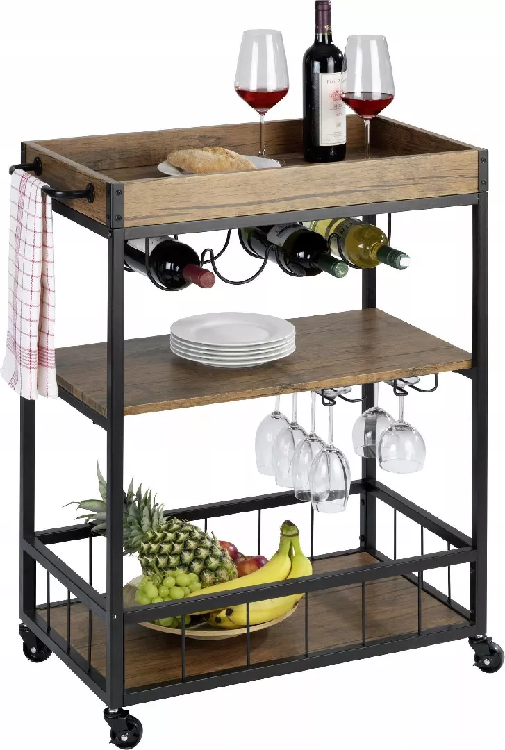 Wenko Rustico kitchen trolley walnut color