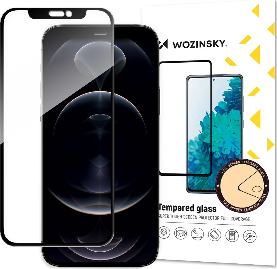 Wozinsky Skærmbeskytter 9H sort Apple iPhone