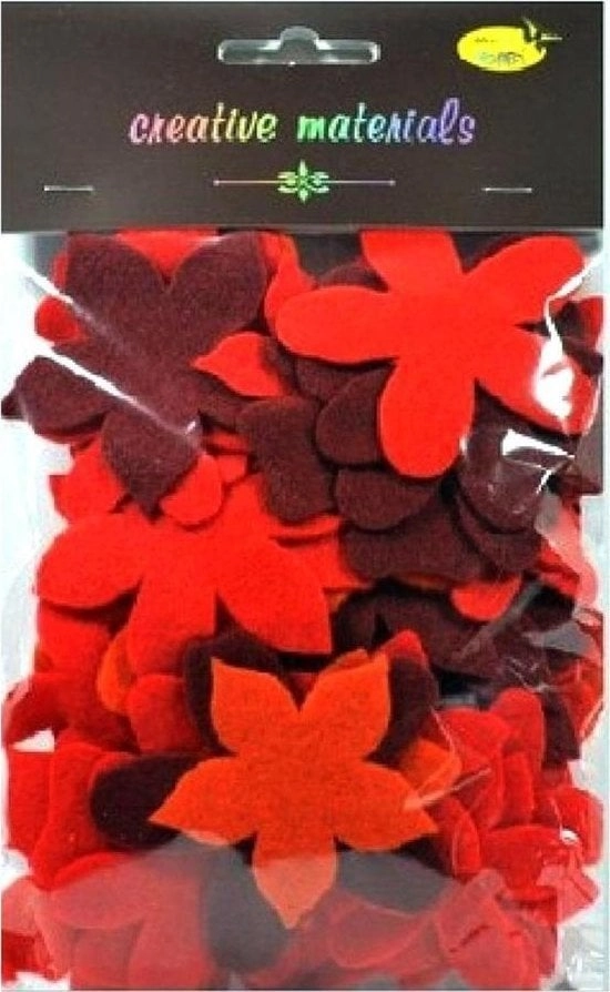 Felt flowers in red and orange
