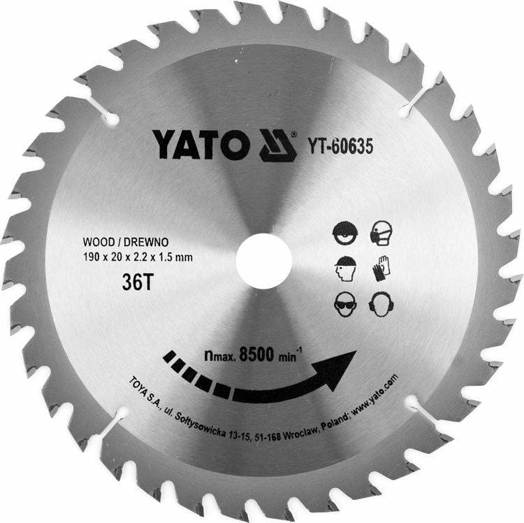 Yato YATO PIŁA TARCZ.WID. 190*36*20