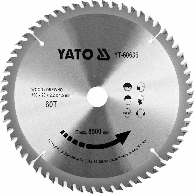 Yato YATO PIŁA TARCZ.WID. 190*60*20