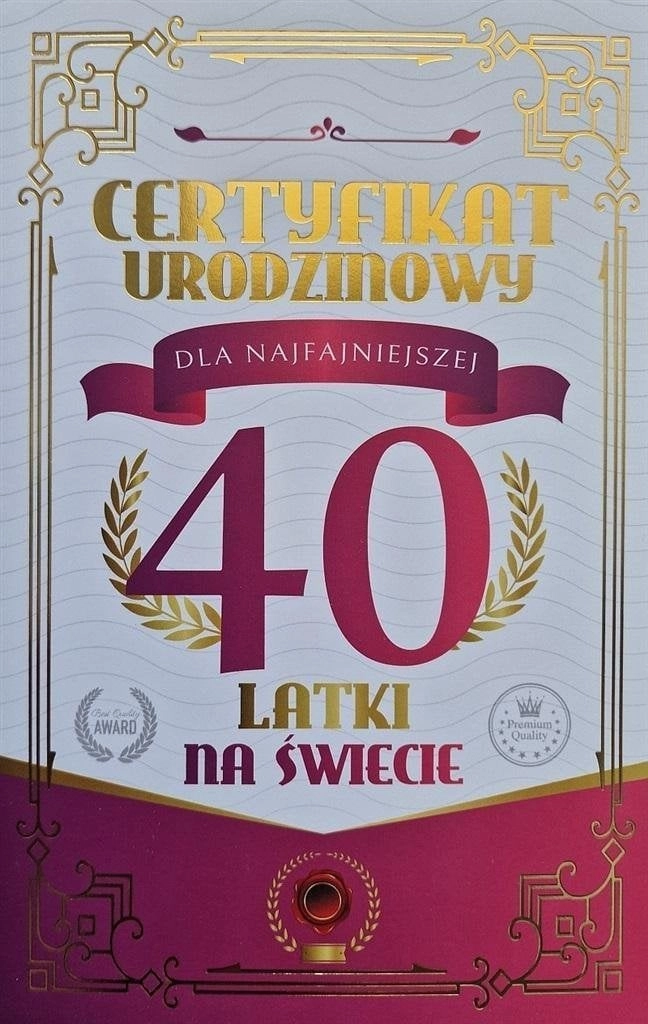 Birthday Certificate Pass 40th birthday for