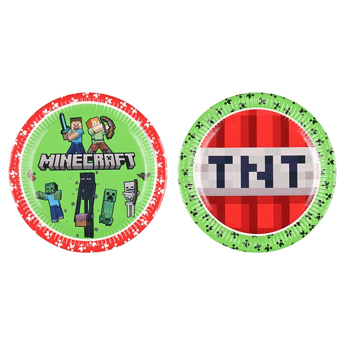 Šķīvji papīra Minecraft 23cm 8gab
