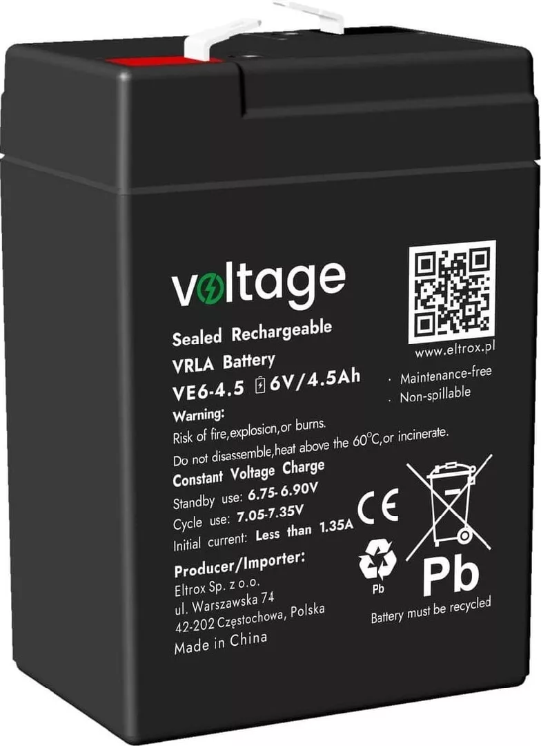 Voltage Akumulator AGM Voltage 6V 4